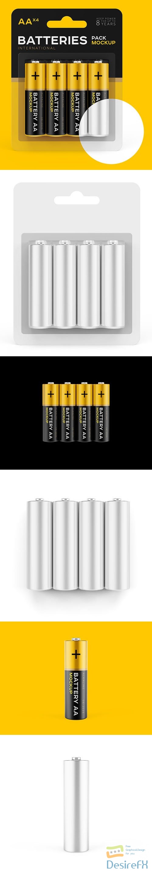 AAx4 Batteries Pack PSD Mockups Templates