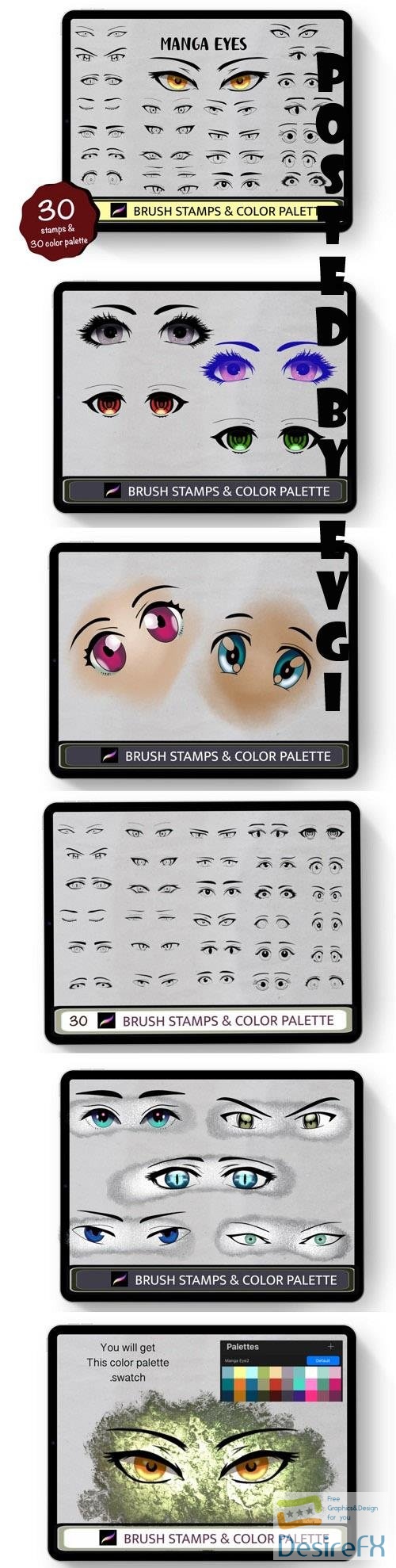 Anime Eyes 30 Procreate Brush Stamps - 1447000