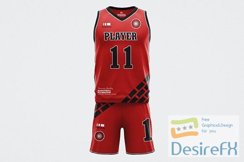 Basketball Jersey Uniforms Set Mockup Template