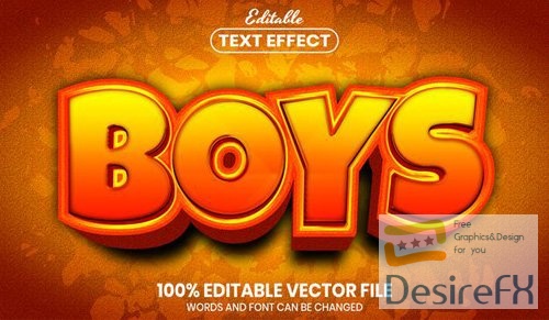 Boys text, font style editable text effect