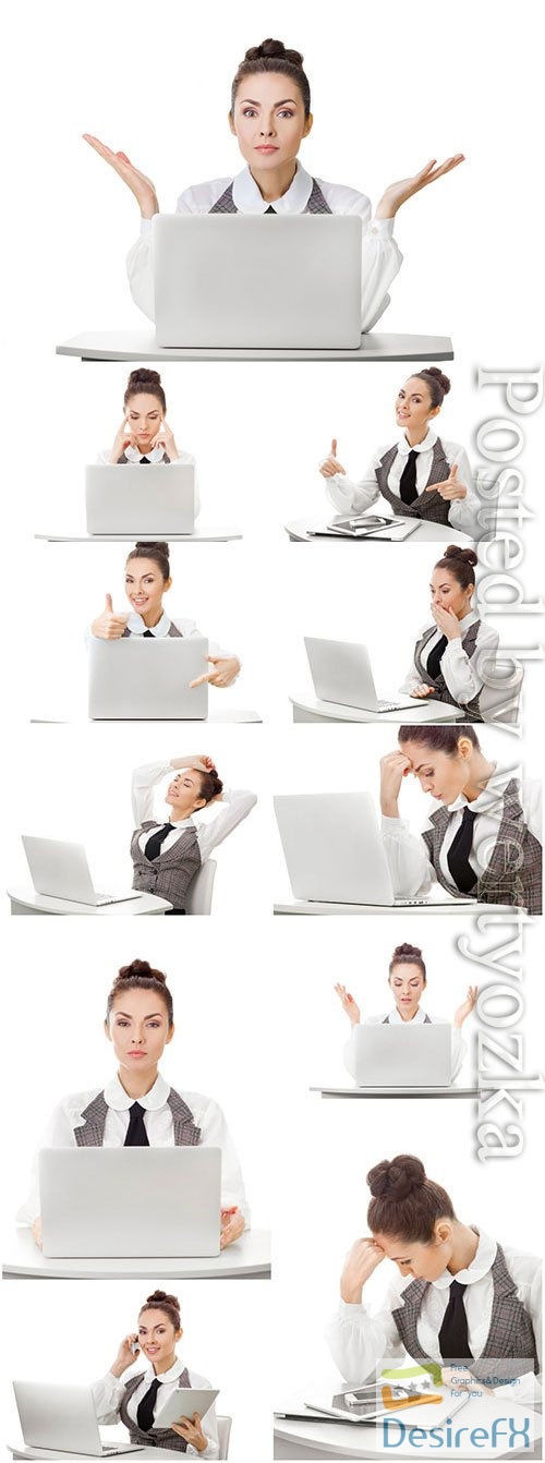 Business woman with laptop stock photo