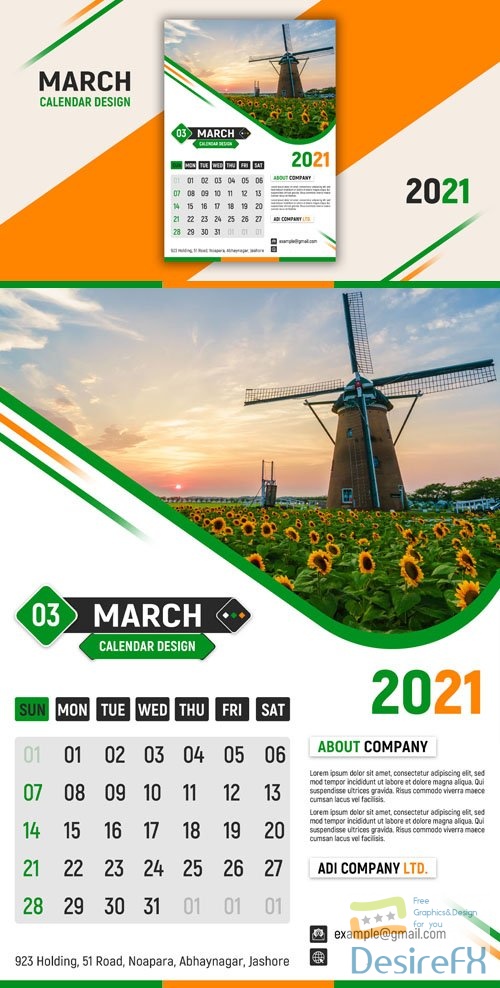 Calendar 2021 Design PSD Template