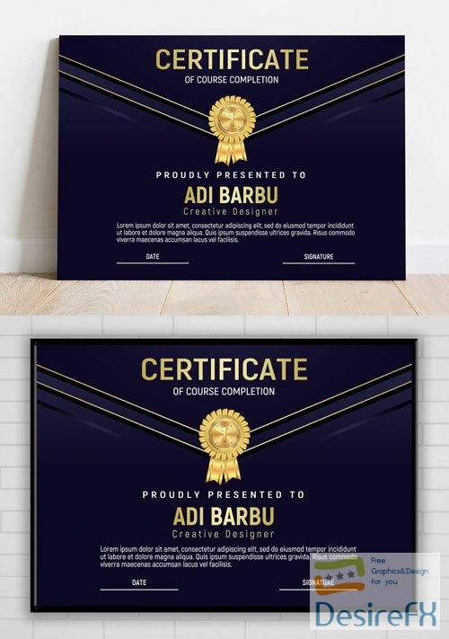 Certificate of Course Completion PSD Design Template