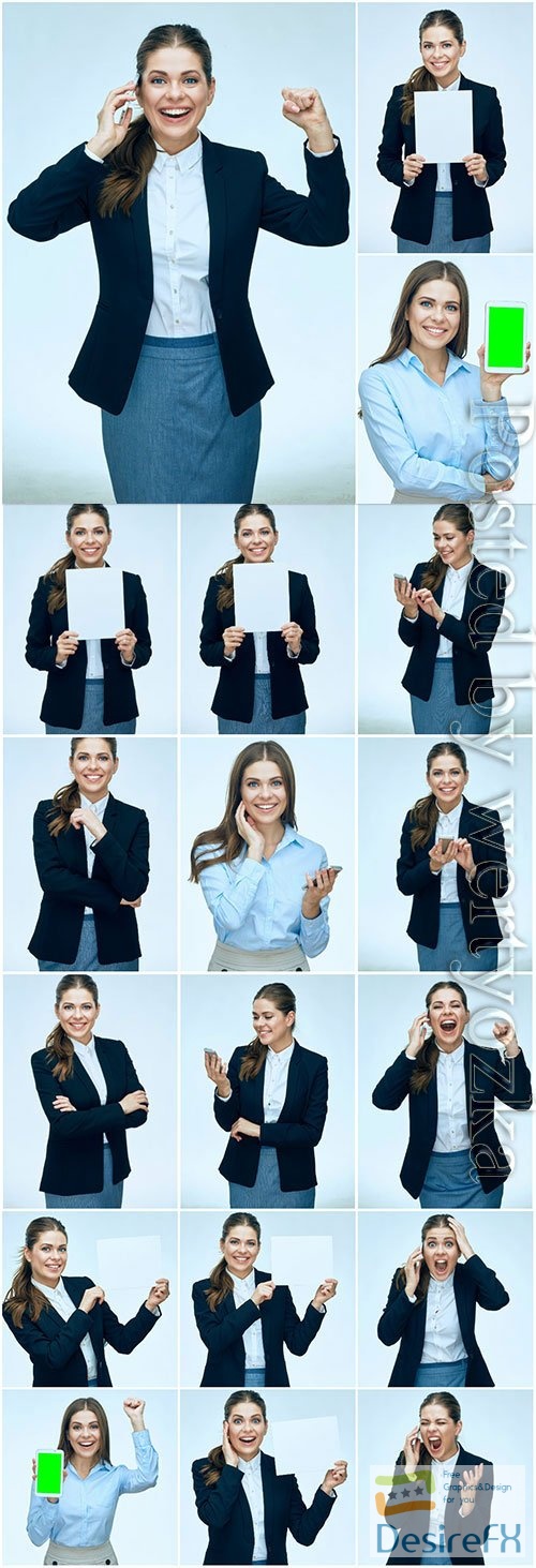 Cheerful businesswoman posing stock photo