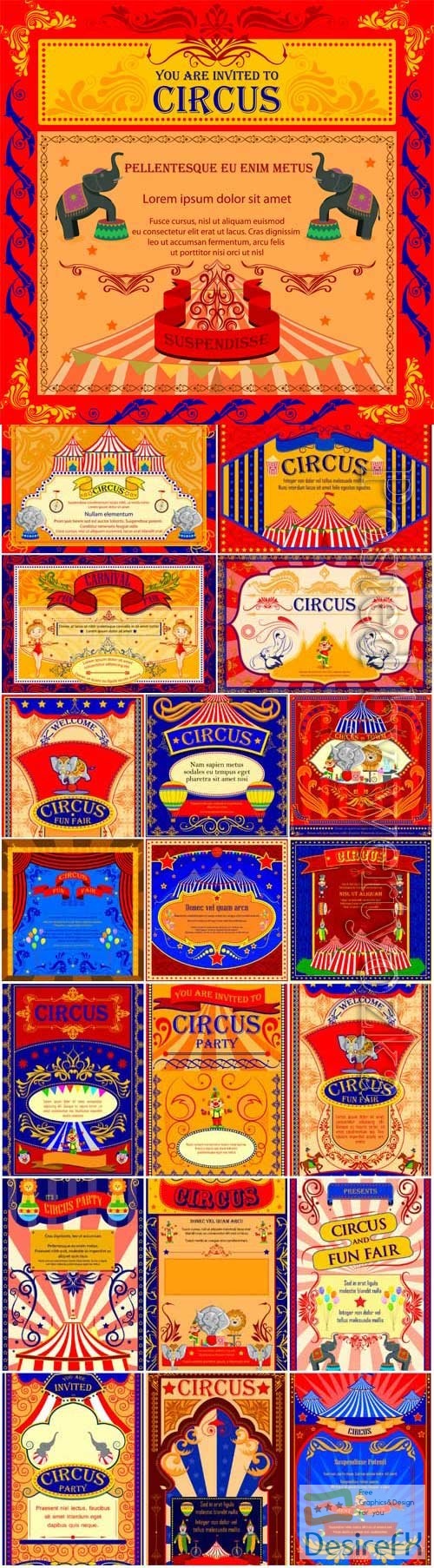Circus advertising posters in vector