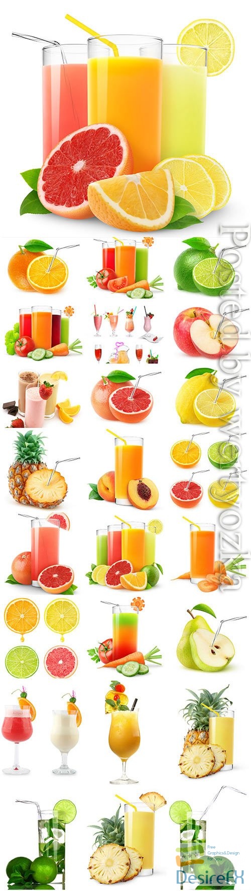 Cocktails and fresh juices stock photo