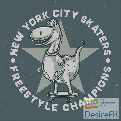 Design logo dinosaur skateboard