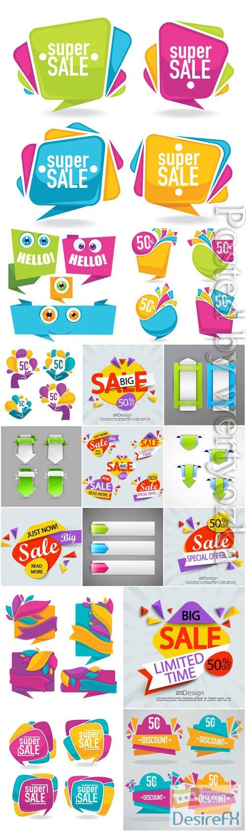 Discount color banners in vector