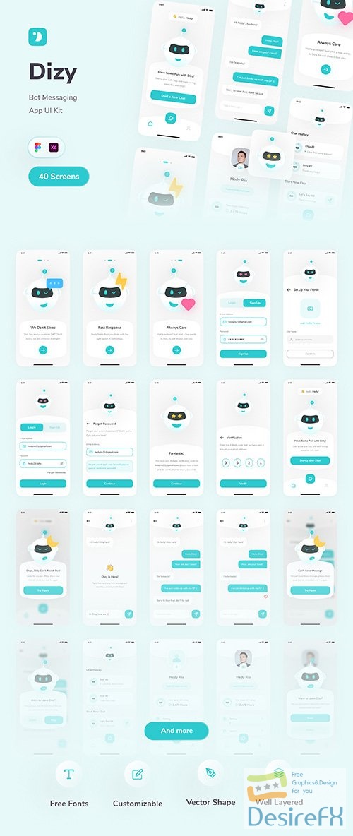 Dizy - Bot Messaging App UI Kit - UI8
