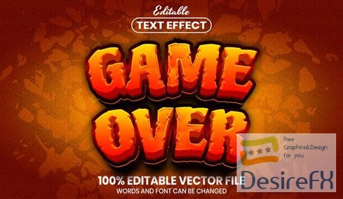 Game over text, font style editable text effect