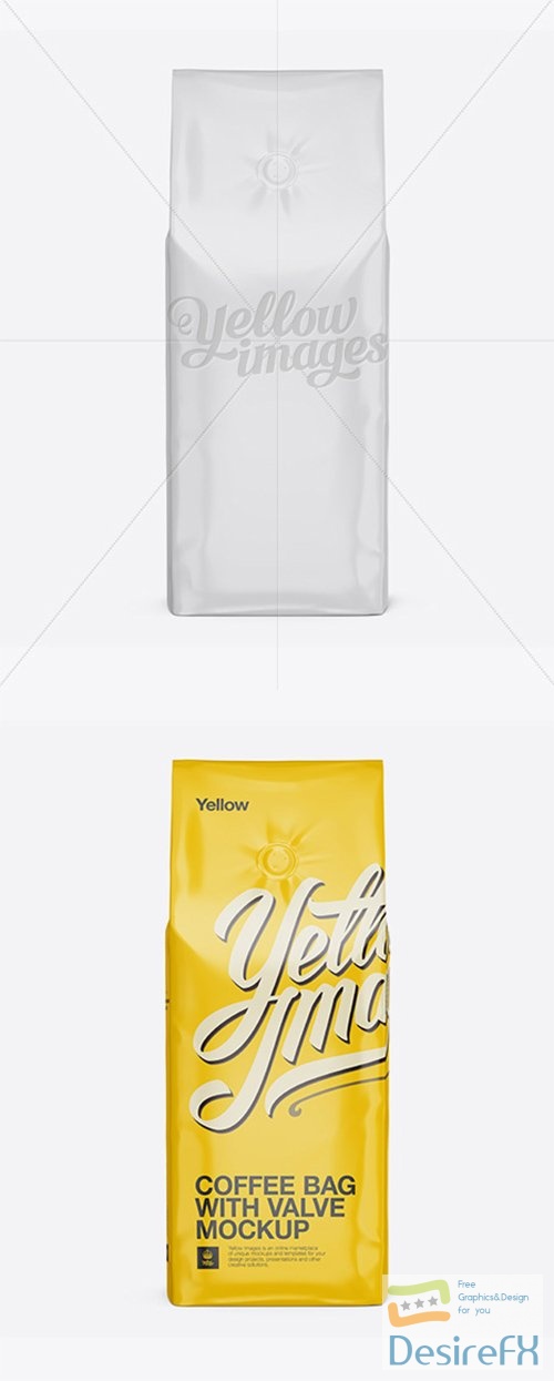Glossy Coffee Bag With Valve Mockup - Front View 11881 TIF