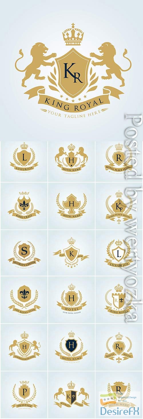 Gold logos and badges in vector