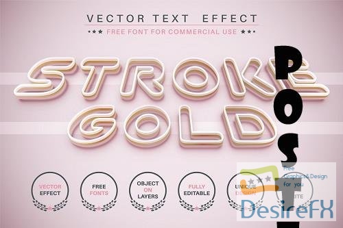 Golden stroke - editable text effect - 6302966