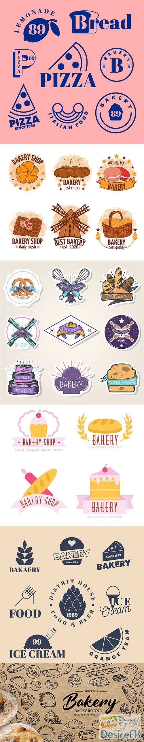 Hand-drawn bakery logos