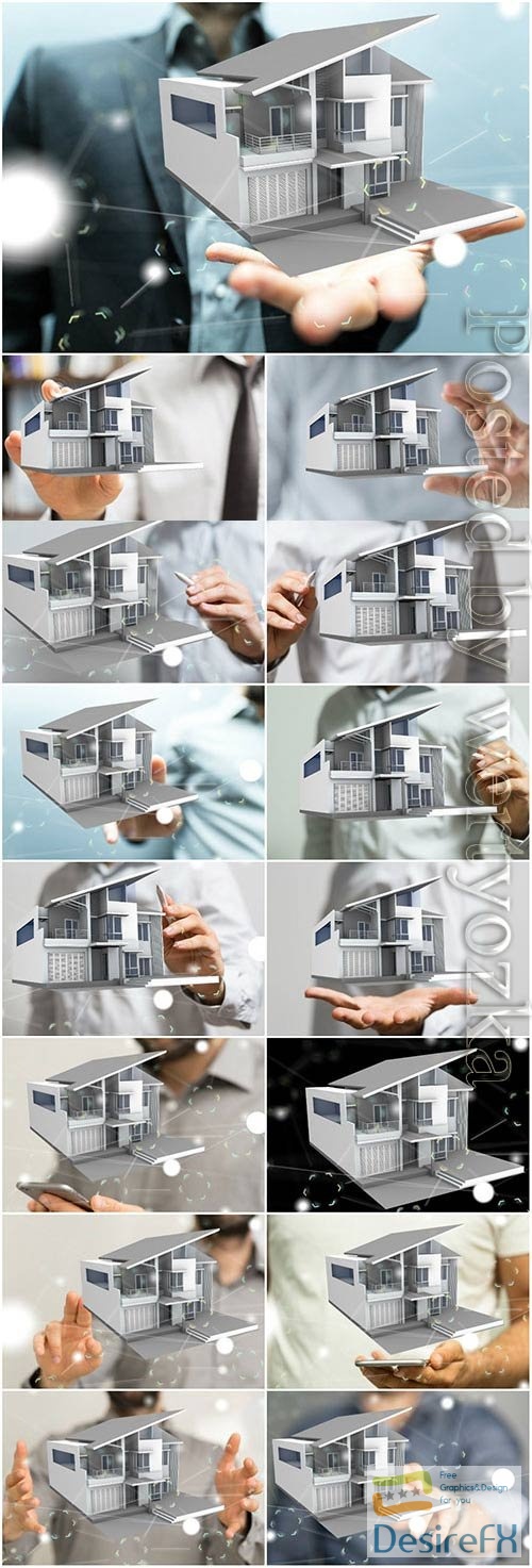House mockup in male hands stock photo