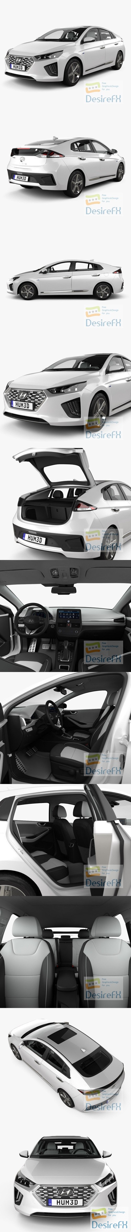 Hyundai Ioniq hybrid with HQ interior 2019 3D Model