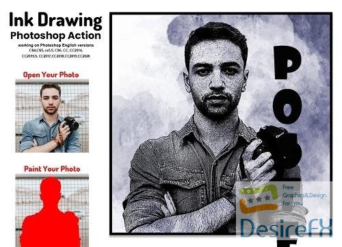 Ink Drawing Photoshop Action - 5658652