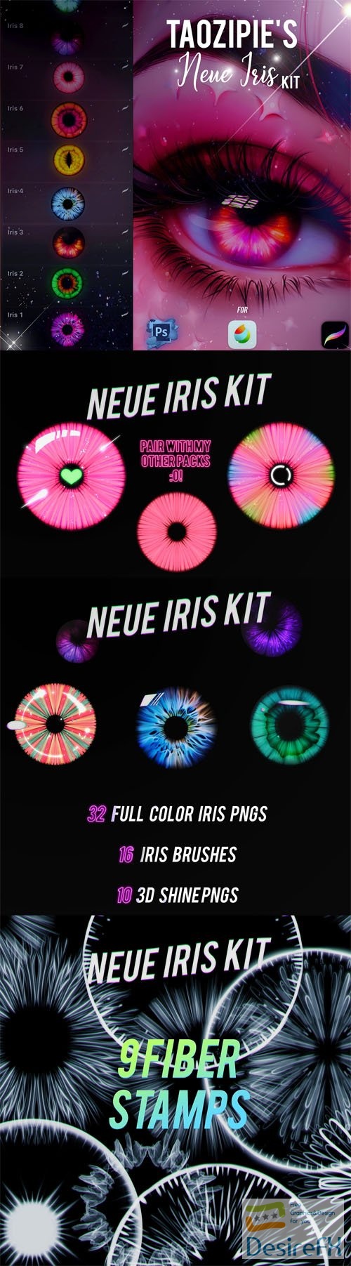 Iris Kit - Brushes Pack for Photoshop/Procreate/Medibang