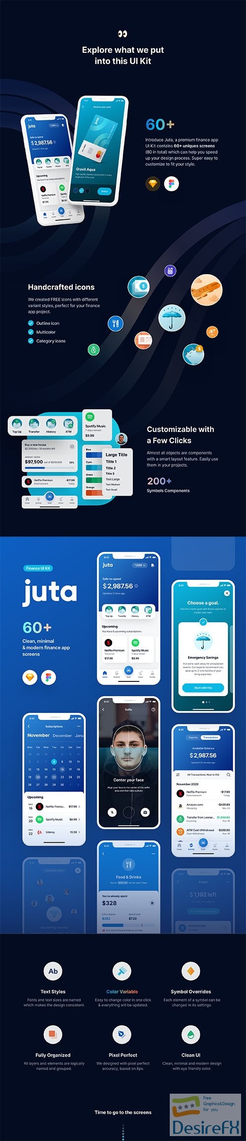 Juta Finance App UI Kit | 60+ Screens (Sketch, Figma) - UI8