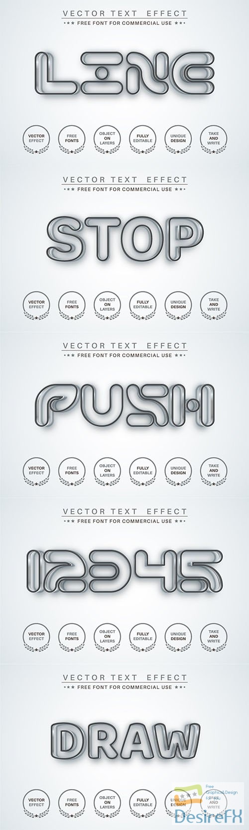 Line - editable text effect, font style