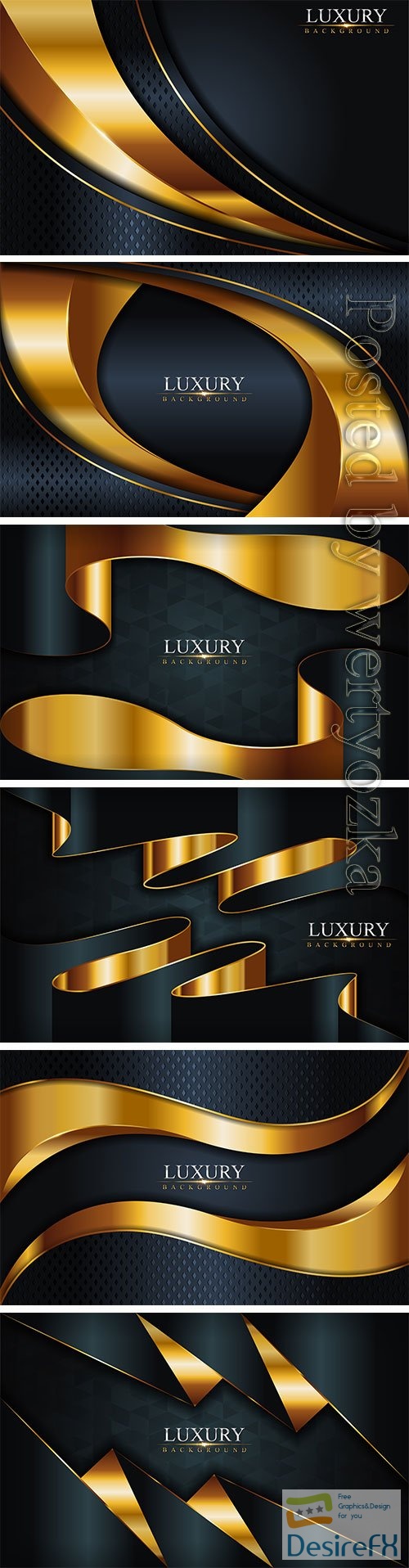 Luxury dark  with golden lines vector background