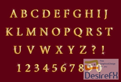 Luxury gold bling alphabets numbers set