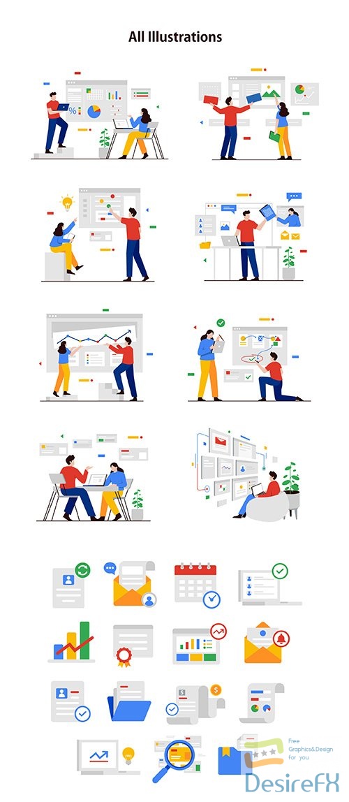 MANIK - Business strategy &amp; Teamwork Illustration Pack