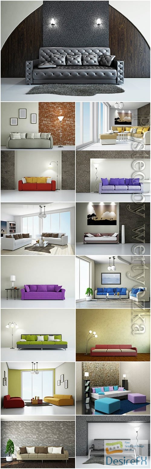 Modern sofas, interior stock photo