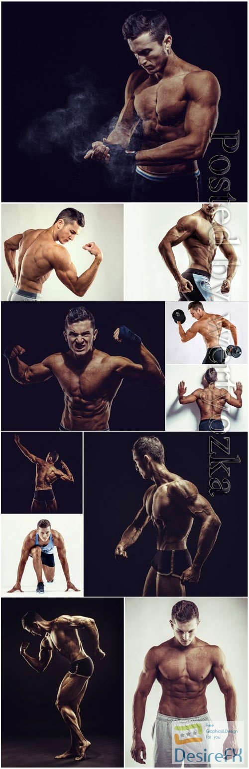 Muscular athletic men stock photo