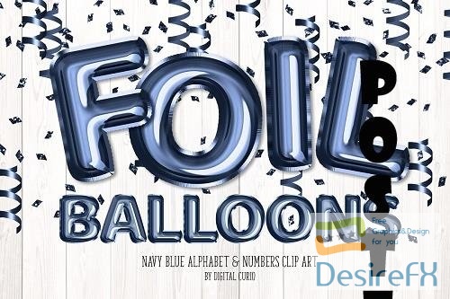 Navy Foil Balloon Alphabet Clipart - 5760707