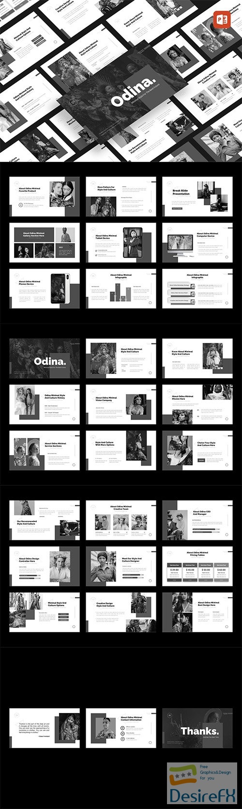 Odina - Minimal Style &amp; Culture - Business Management  Powerpoint, Keynote and Google Slides Template
