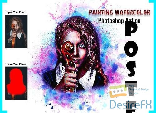 Painting Watercolor Photoshop Action - 6209854