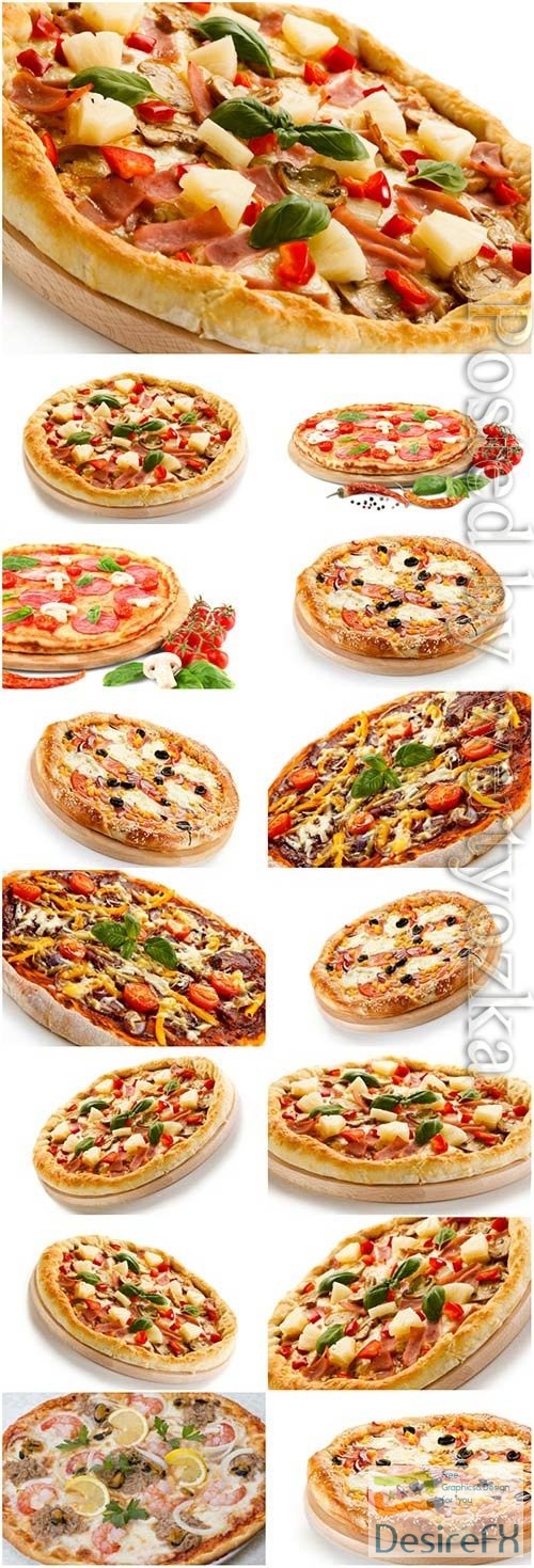 Pizza on white background stock photo