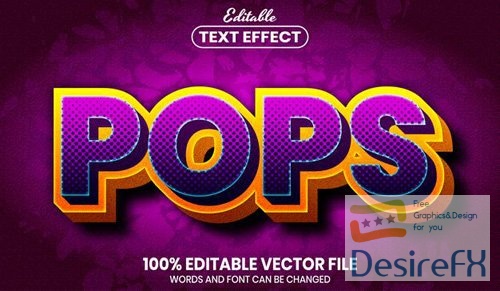 Pops text, font style editable text effect