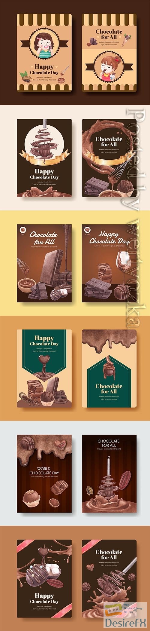 Poster template with world chocolate day concept