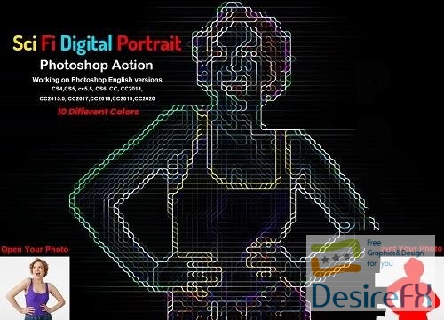 Sci-fi Digital Portrait PS Action - 5904897