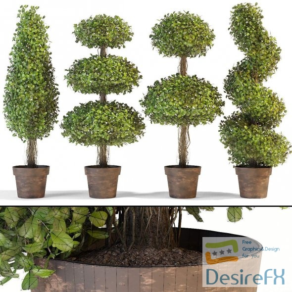 Set of decorative trees
