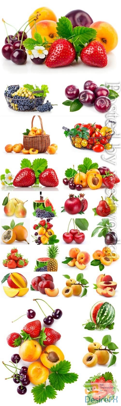 Set of fresh berries and fruits stock photo