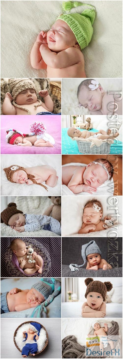 Sleeping babies at a photo session stock photo