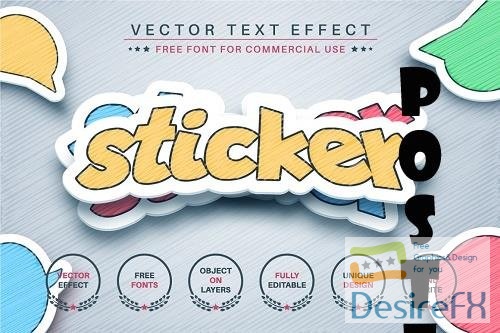 Sticker with shadow - editable text - 6254447
