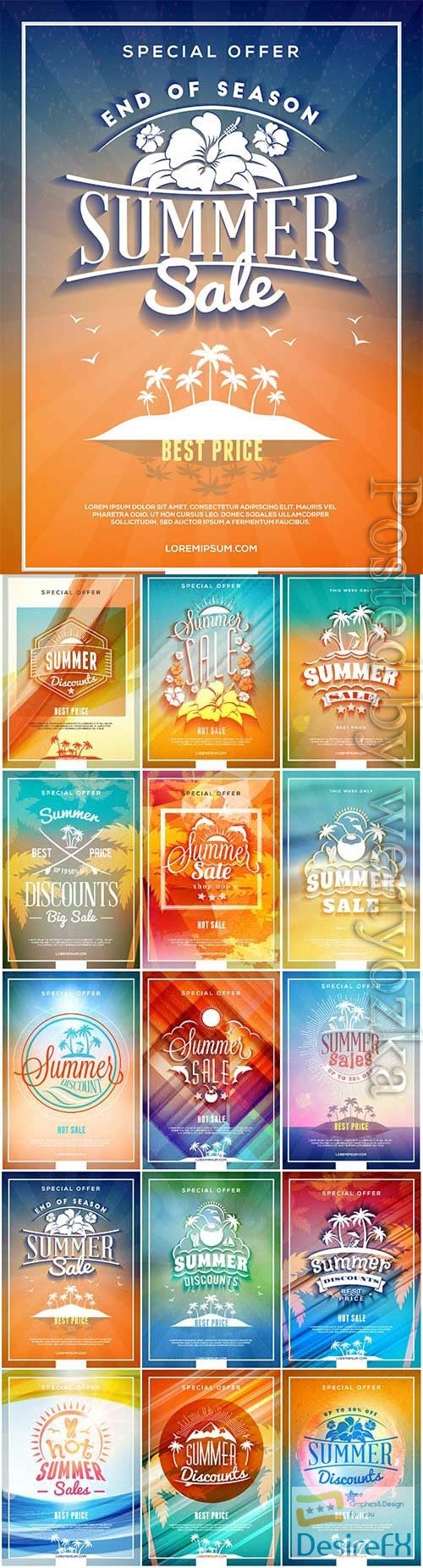 Summer backgrounds with text in vector