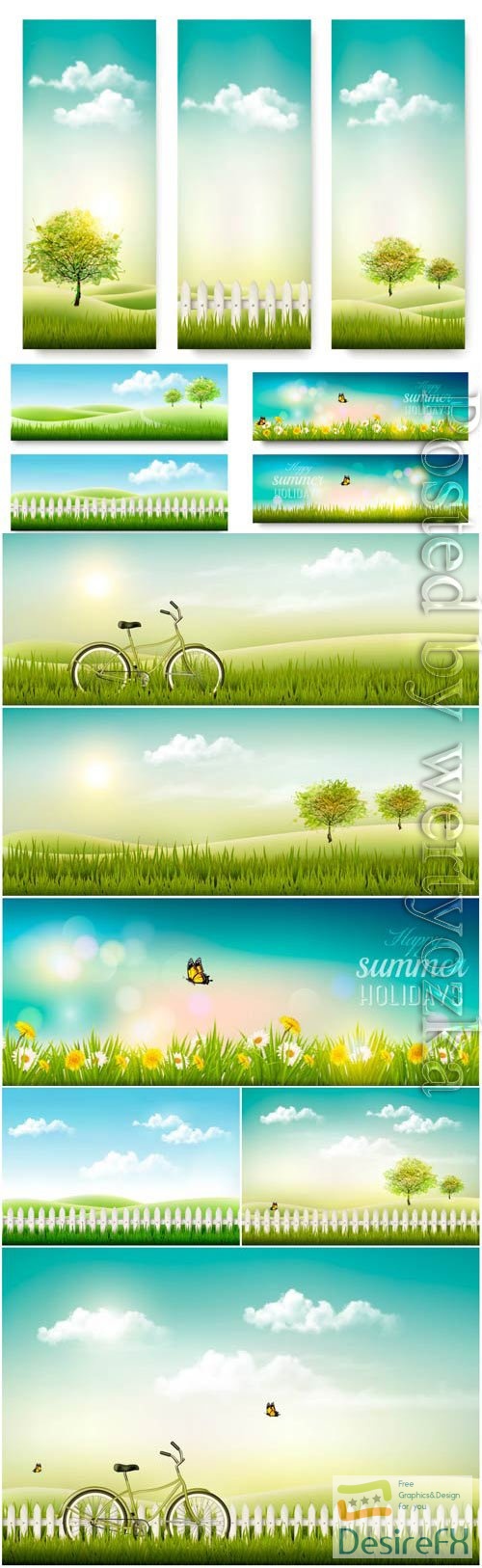 Summer banners and backgrounds in vector