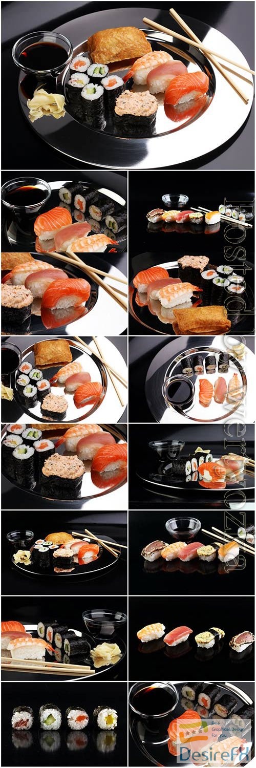 Sushi on dark background stock photo