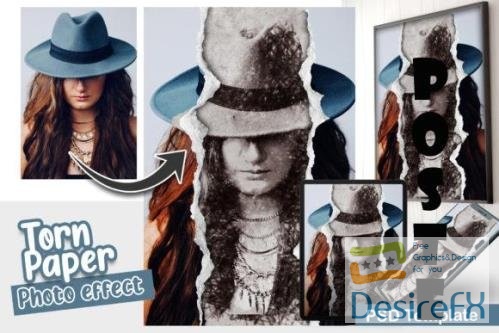 Torn Paper With Pencil Sketch Photo effect template