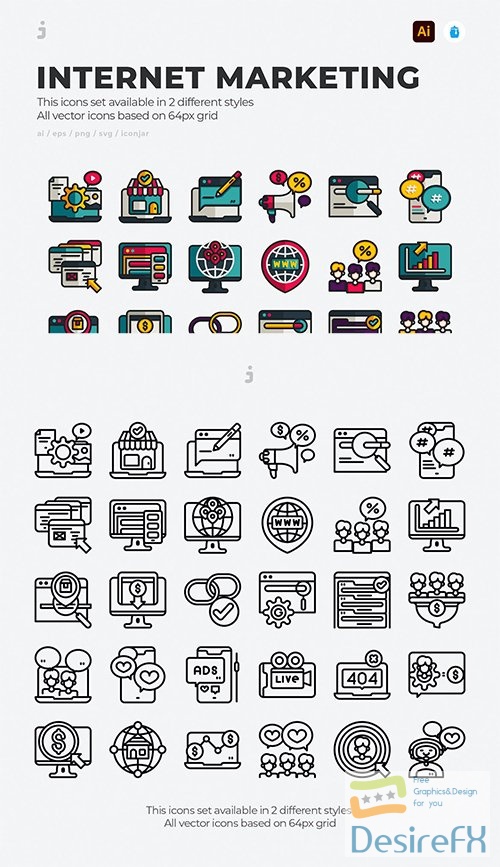 Vector 30 Online marketing Icons