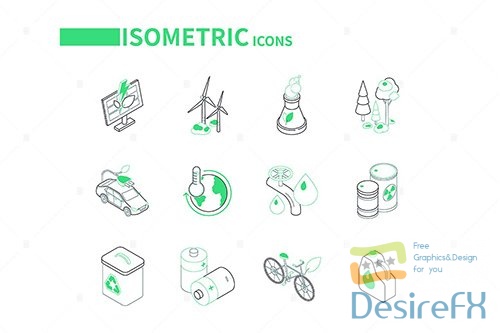 Vector Eco Lifestyle - Line Isometric Icons BRG4PAF