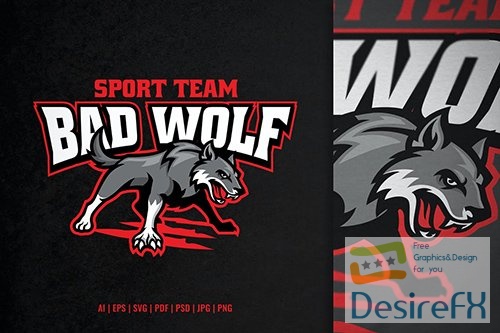Vector Grey Bad Wolf Sport and Esport Logo KNN2QN2