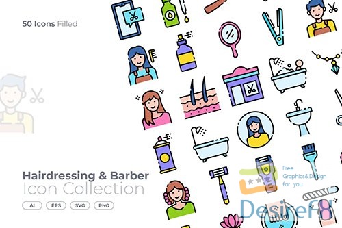 Vector Hairdressing and Barber Filled Icon KWR9QH9