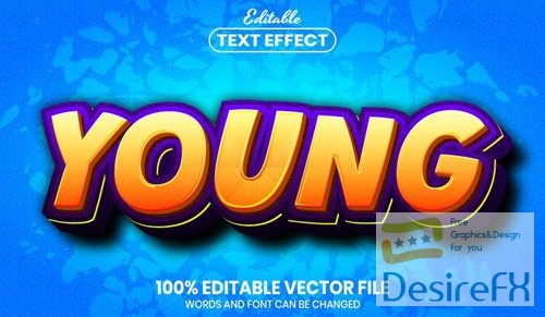 Young text, font style editable text effect