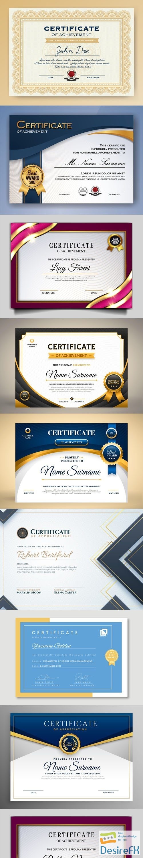 10 Professional Certificates Design Vector Templates